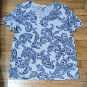White Stag Blue and White Paisley Top